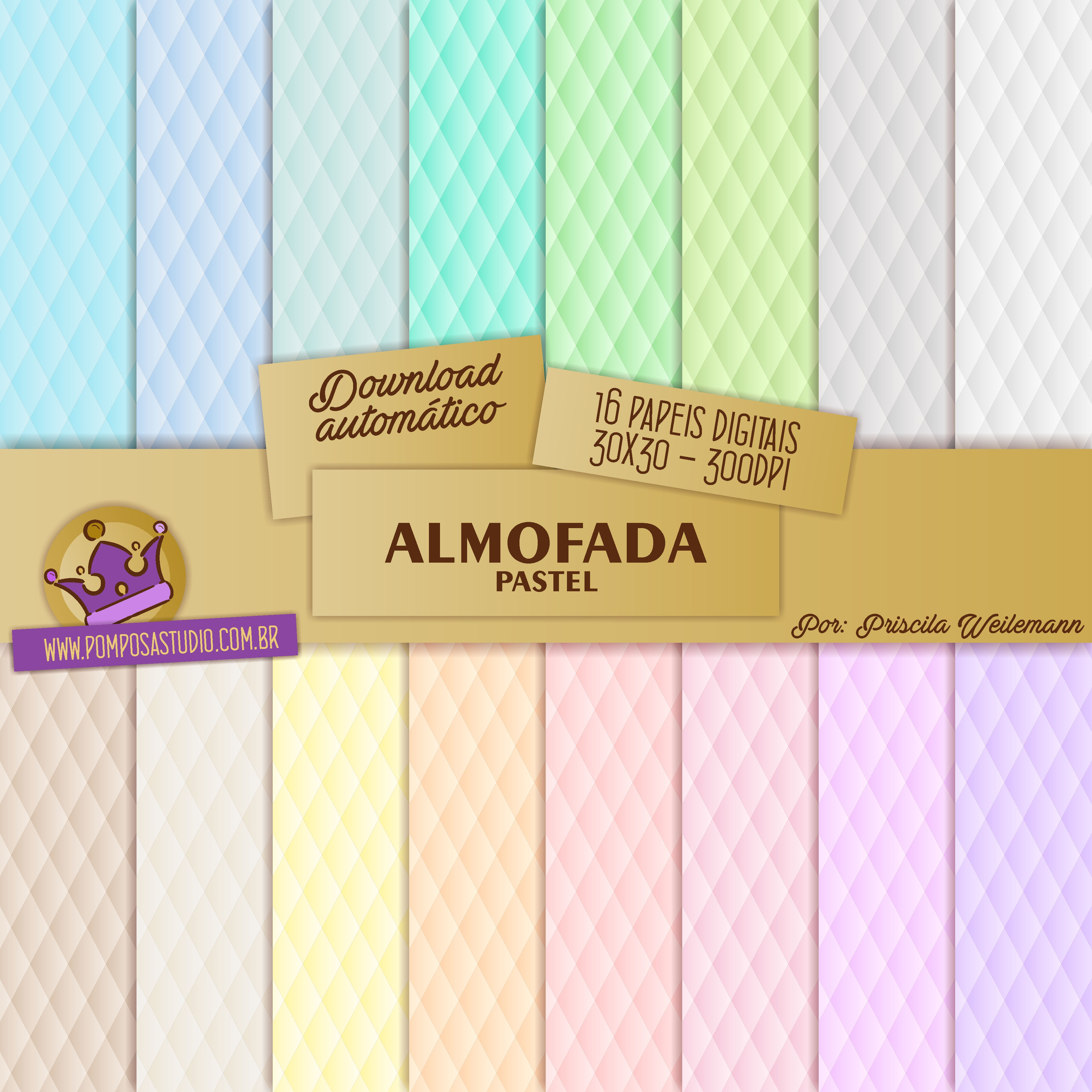 Kit papeis digitais - Almofada Pastel