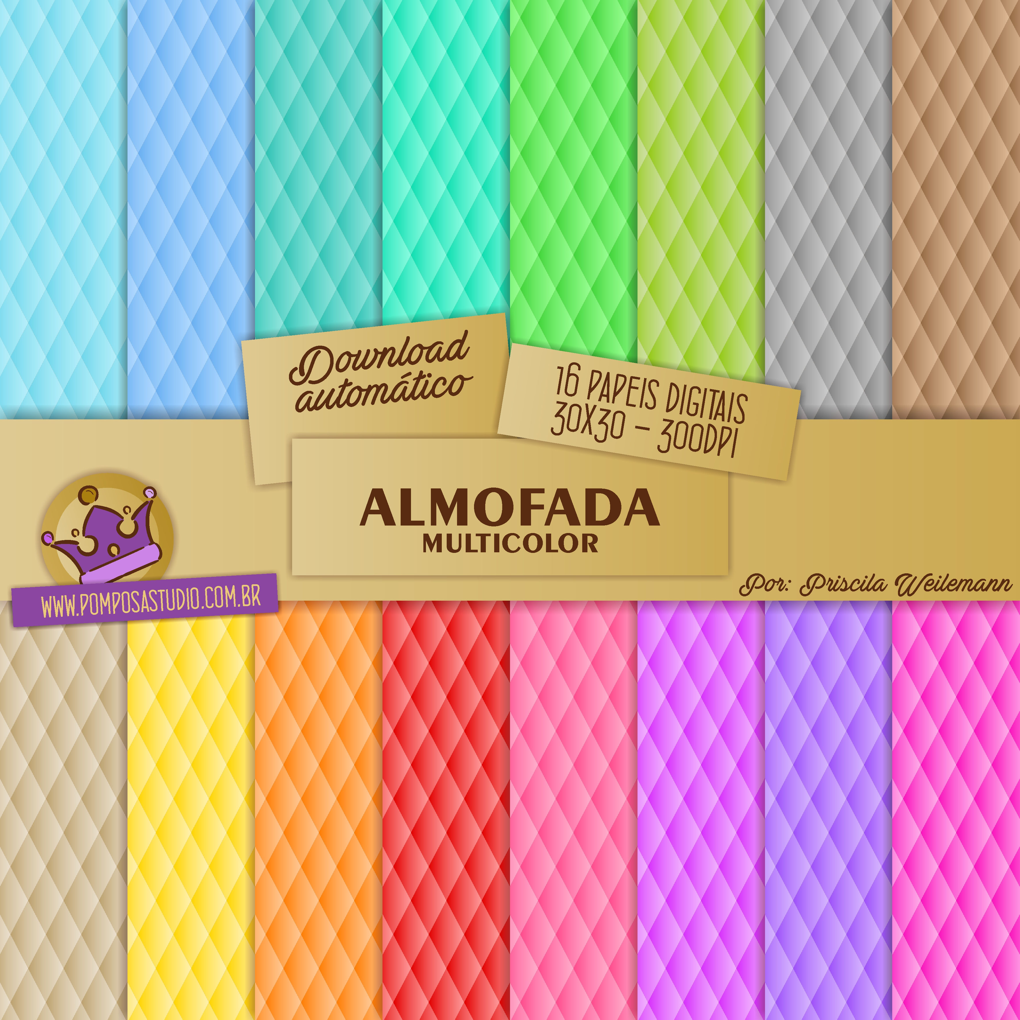 Kit papeis digitais - Almofada Multicolor