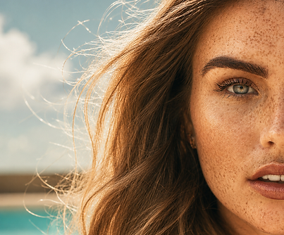 Beautiful woman with great eyebrows face close up