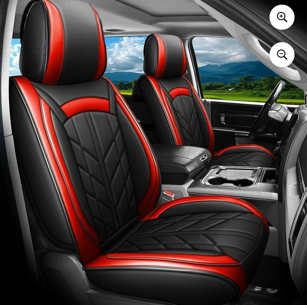 Toyota Tacoma Crew Cab Seat Covers 2005–2023 – Black & Red Full Set(B129)