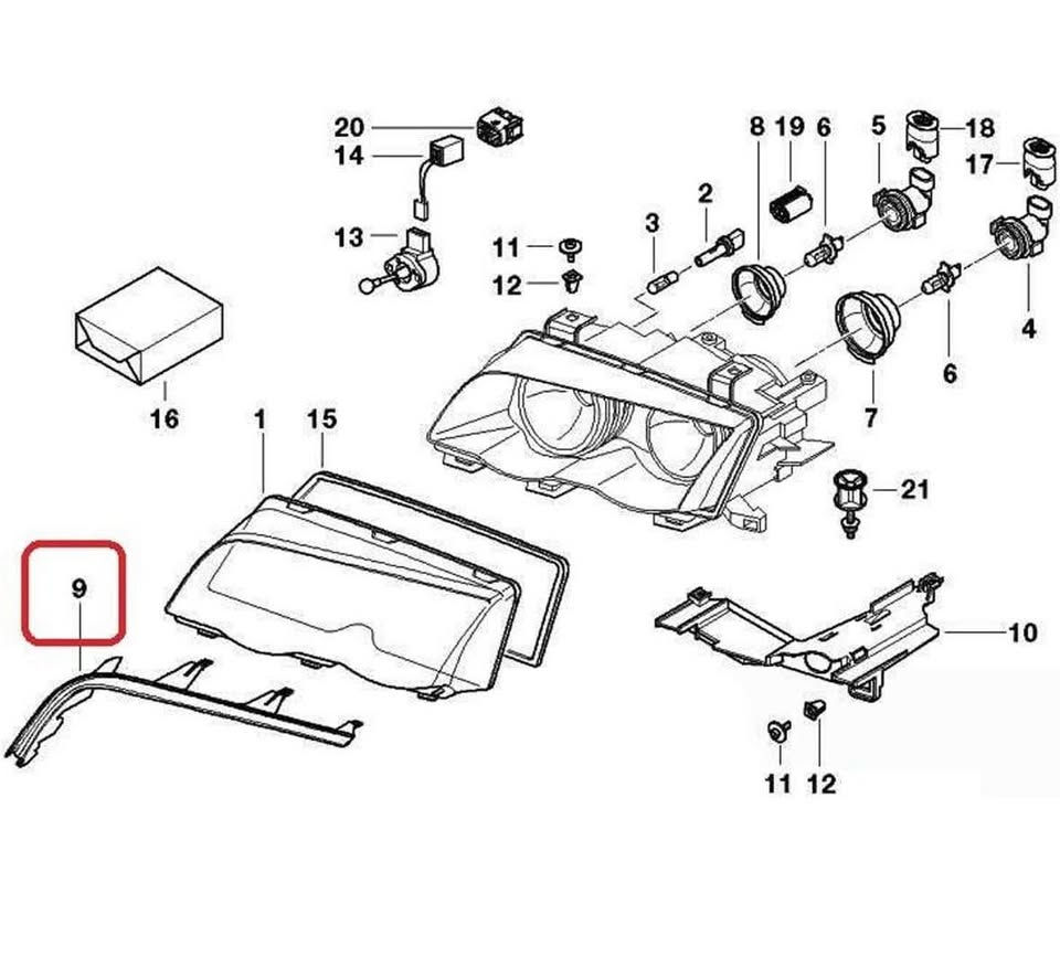 Thumbnail: 2pcs Headlight Cover Trim Strips for BMW E46 325i / 330i – Upper Left & Right