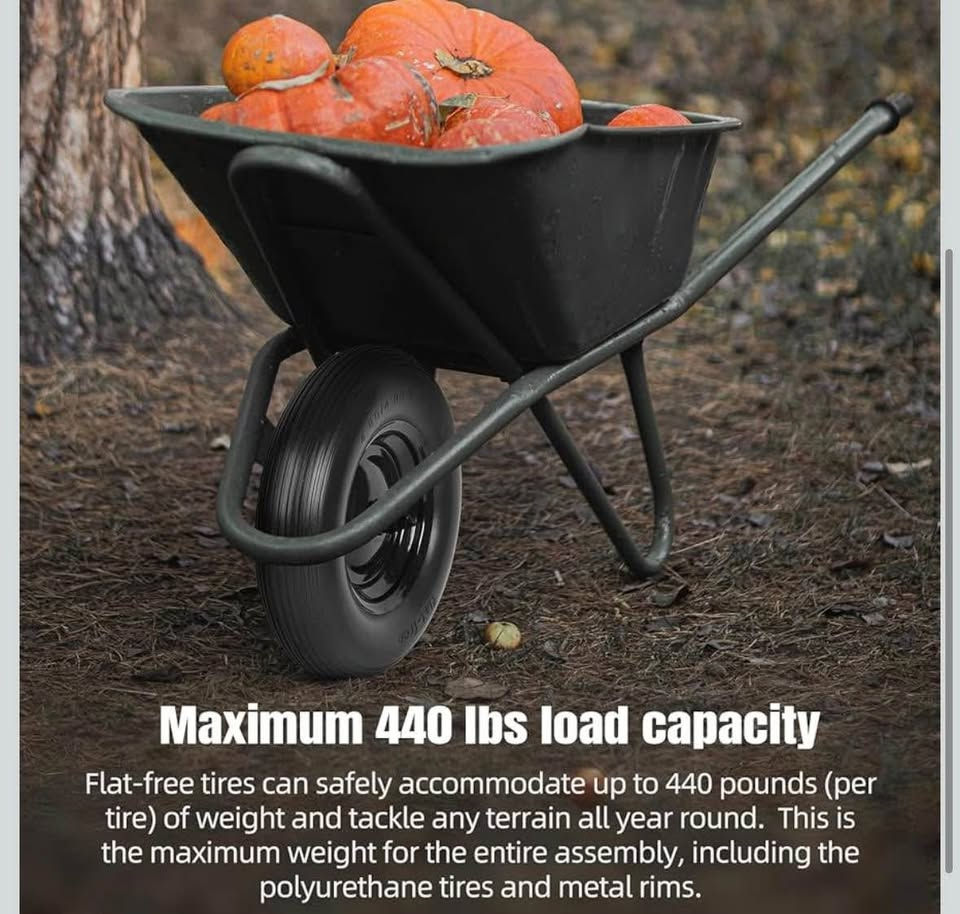 Thumbnail: AR-PRO 16" Flat-Free Wheelbarrow Tires & Wheels, 2-Pack, with Adapter Kit(C20)