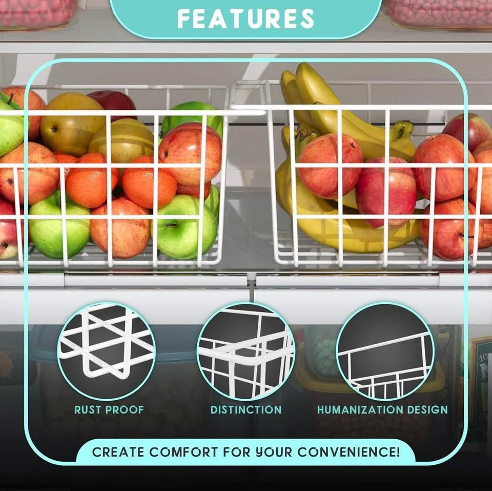 Thumbnail: Wire Storage Baskets | Set of 2 | 16.5” White Metal(E41)