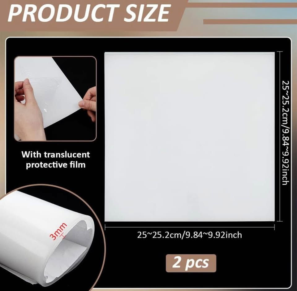 Thumbnail: BENECREAT 2pcs Adhesive Silicone Rubber Sheets – 10x10 in, 3mm Thick, White