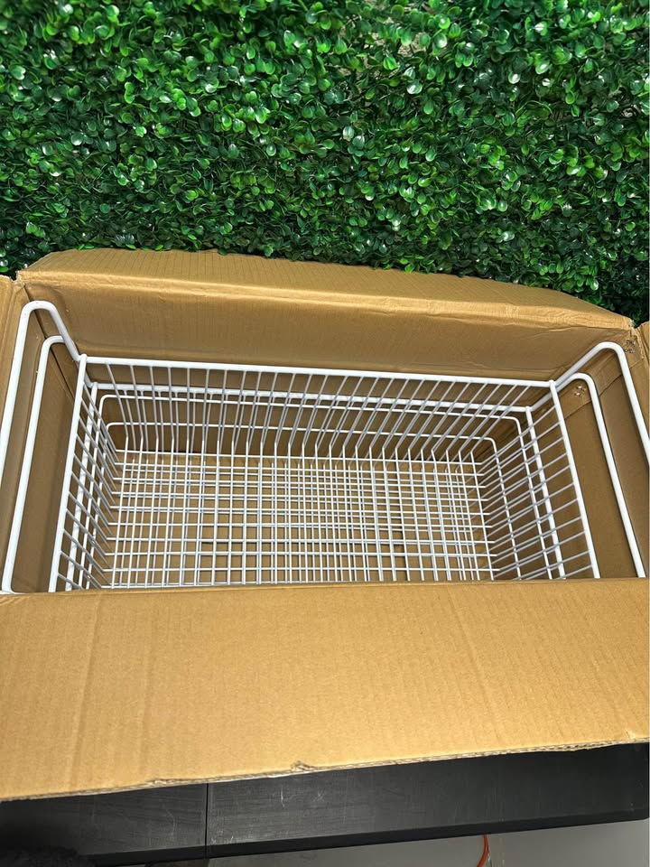 Thumbnail: Wire Storage Baskets | Set of 2 | 16.5” White Metal(E41)