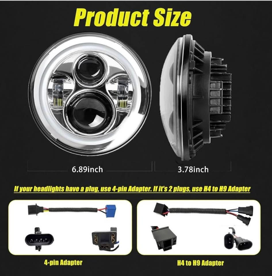 Thumbnail: YEego 7” LED Headlight + 4.5” Passing Lights Set (Chrome Silver)(M21)