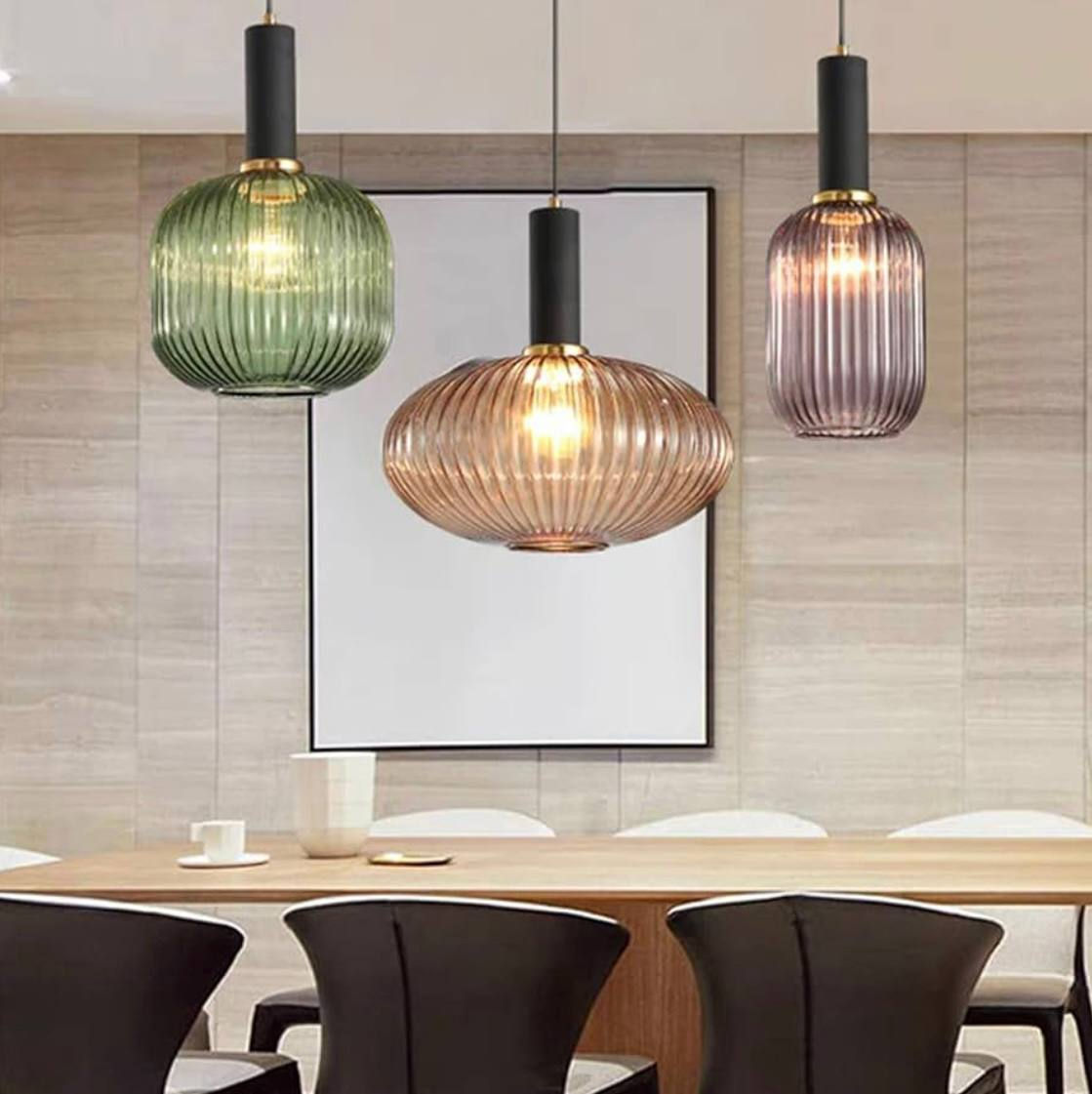 Modern Green Glass Pendant Light – Farmhouse Hanging Fixture(B125)
