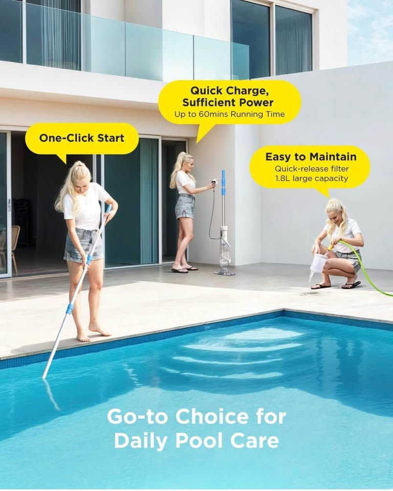 Thumbnail: Cordless Pool Vacuum | Rechargeable, 59" Extendable Pole, Blue(T09))