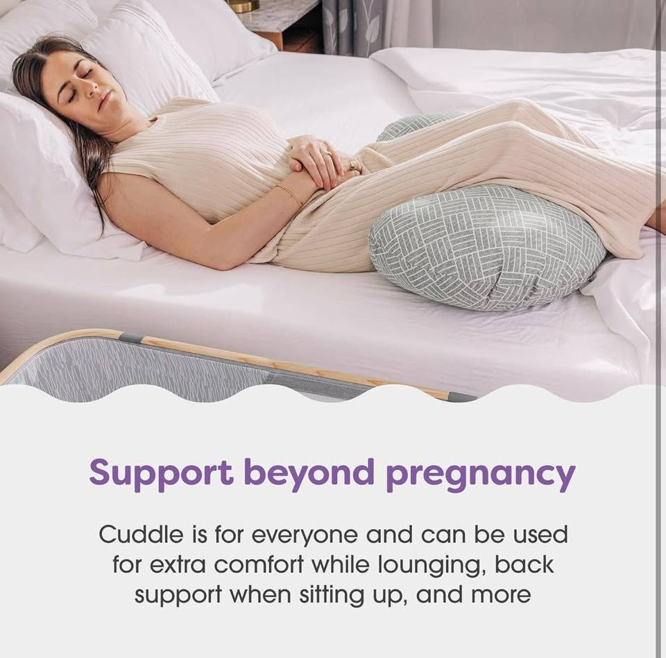 Thumbnail: Pregnancy Pillow | Ergonomic Side Sleeper with Cooling Cover, Gray Basket Weave