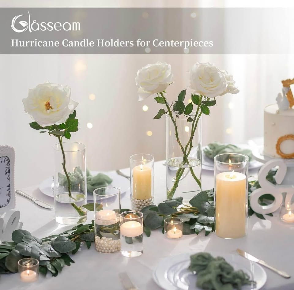 Thumbnail: Glasseam Clear Cylinder Glass Vases Set of 6 for Flowers & Wedding Decor(A80)