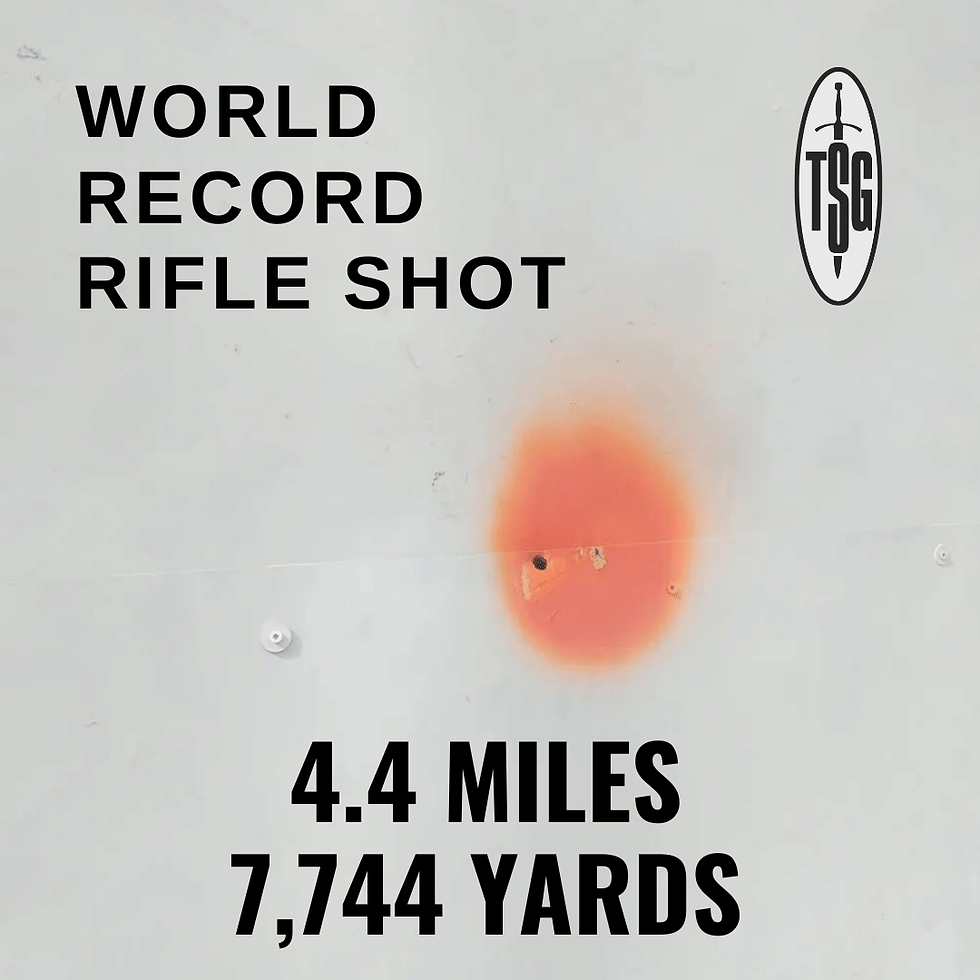 Target with a orange painted target with a bullet hole from a shot made from 4.4 miles away.