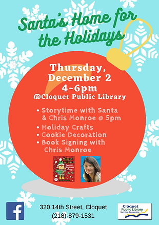 Santa's Home for the Holidays Dec. 2 4-6pm, Santa at 5pm