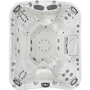 White and silver Aspen Sundance Spa 880 series hot tub