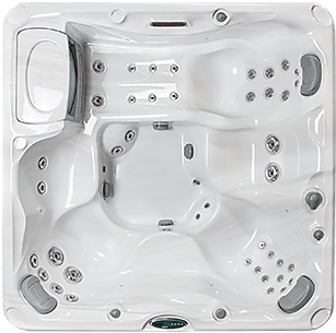 White marble and silver Hamilton Sundance Spa 780 series hot tub