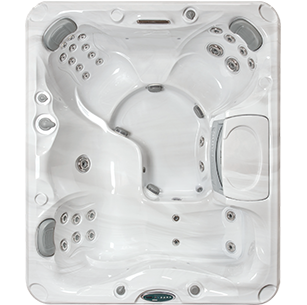 White marble and silver Sundance Spa series 780 Montclair hot tub