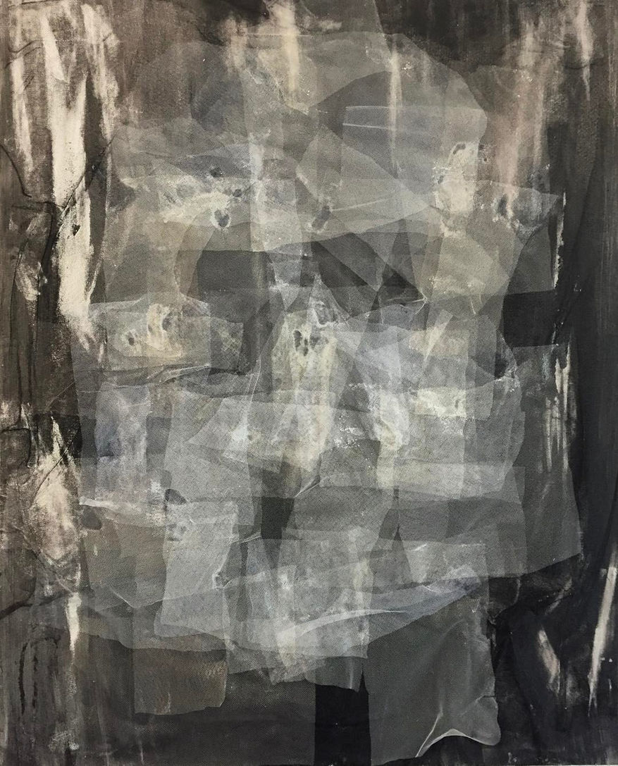 Fractured Figure Mixed Media Collage on Canvas 36"x24"