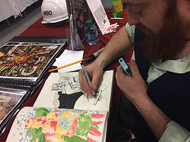 MeSseD artist Dylan Speeg sketches at SPACE Small Press and Arts Expo 2017 Columbus, Ohio.