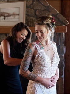Morie's wedding in Willowby Gown.