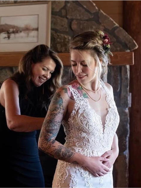 Morie's wedding in Willowby Gown.