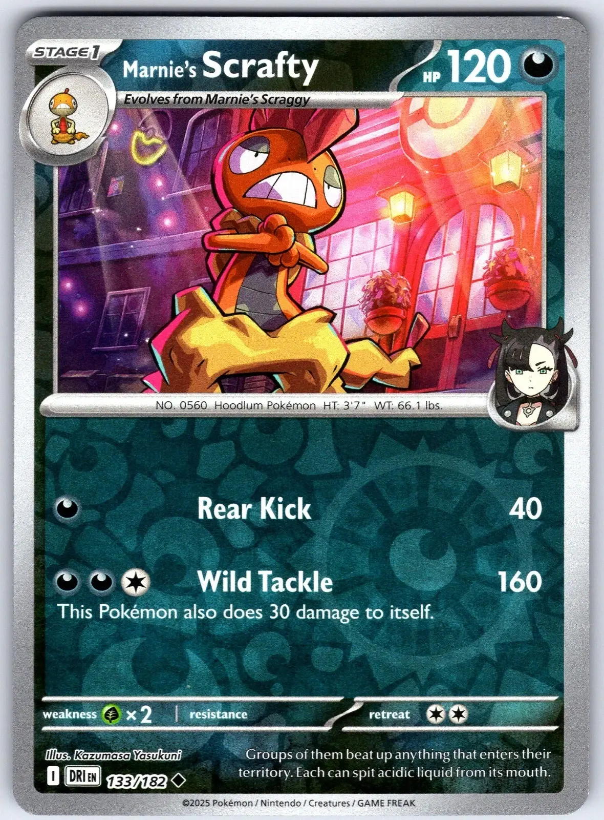 Marnie's Scrafty - 133/182 - Uncommon Reverse Holo Scarlet & Violet: Destined Ri