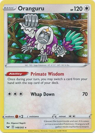 Oranguru - 148/202 - Holo Rare Sword & Shield (Base Set) Singles