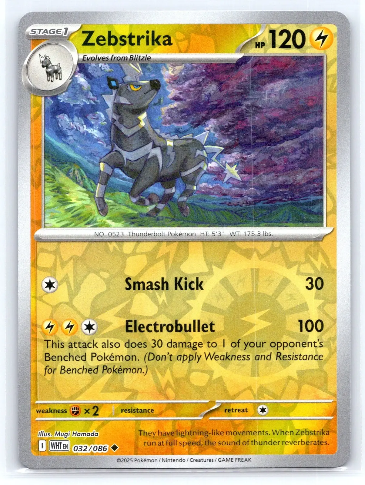 Zebstrika - 032/086 - Uncommon Reverse Holo  Scarlet & Violet: White Flare Singl