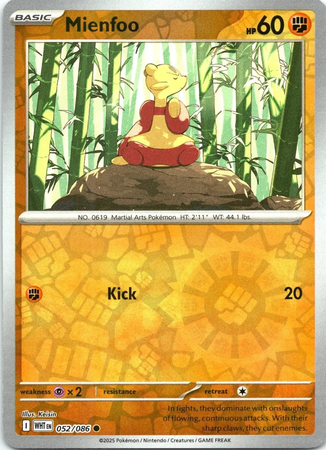 Mienfoo 052/086 - Reverse Holofoil SV White Flare - Common