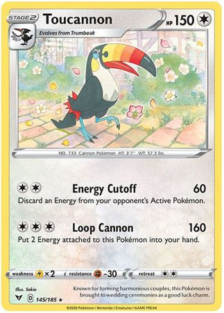 Toucannon - 145/185 - Rare Sword & Shield: Vivid Voltage Singles