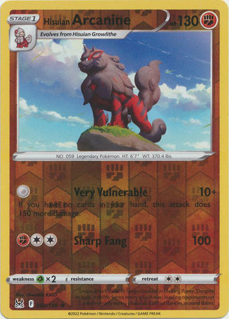 Hisuian Arcanine - 084/196 - Holo Rare Reverse Holo Sword & Shield: