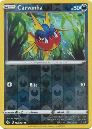 Carvanha - 162/264 - Common Reverse Holo Sword & Shield: Fusion Strike Reverse H