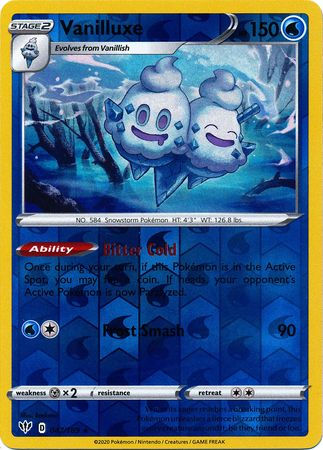 Vanilluxe - 047/189 - Rare Reverse Holo Sword & Shield: Darkness Ablaze Reverse