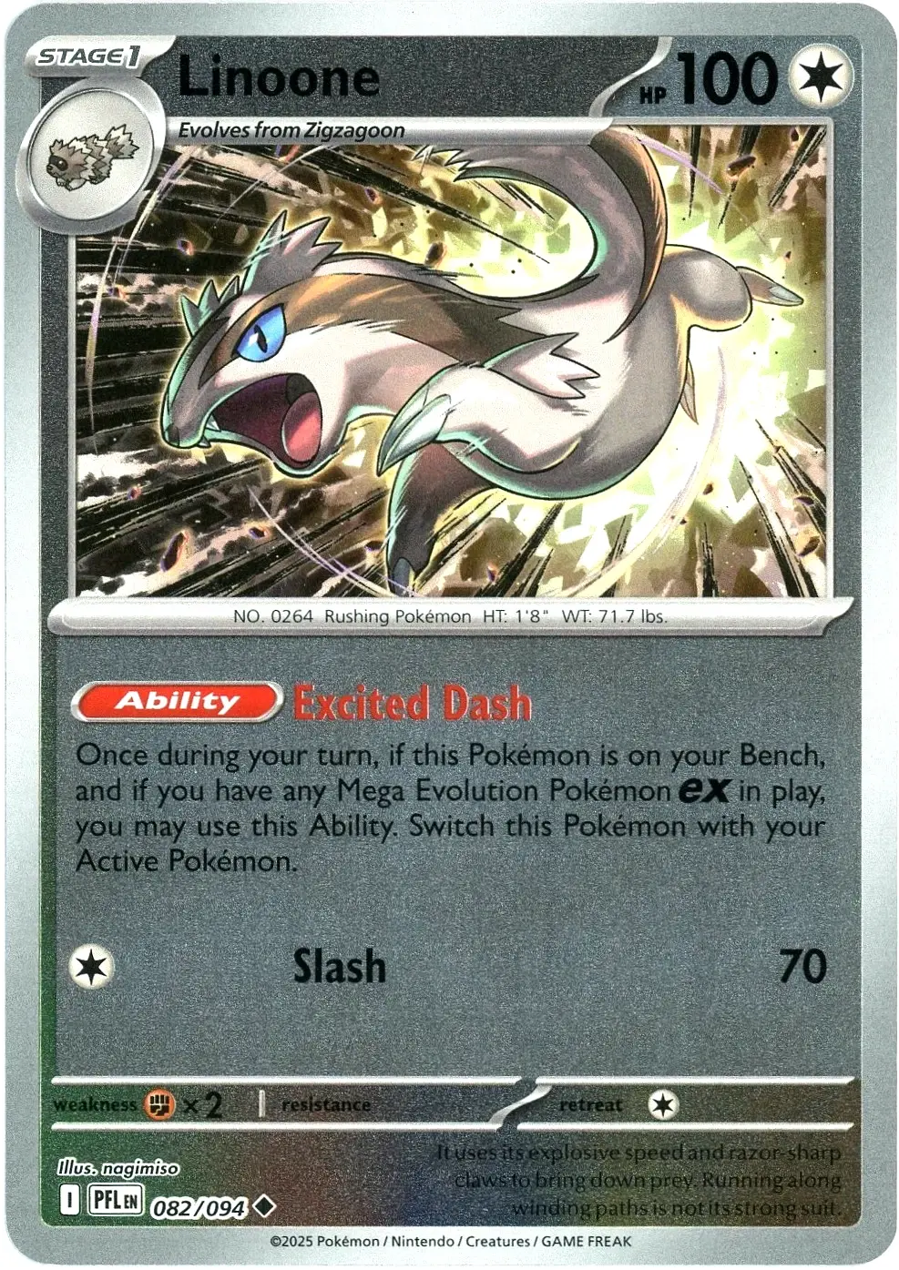 Linoone 082/094 - Reverse Holofoil ME02 Phantasmal Flames - Uncommon