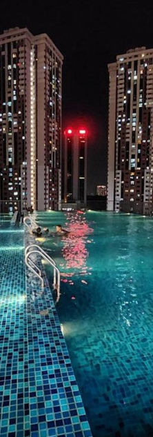 A photo of pool during night at KL Chambers .