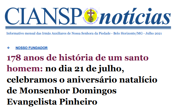 CIANSP Notícias: Reportagem destaca citação de Dom Pedro II sobre Monsenhor Domingos