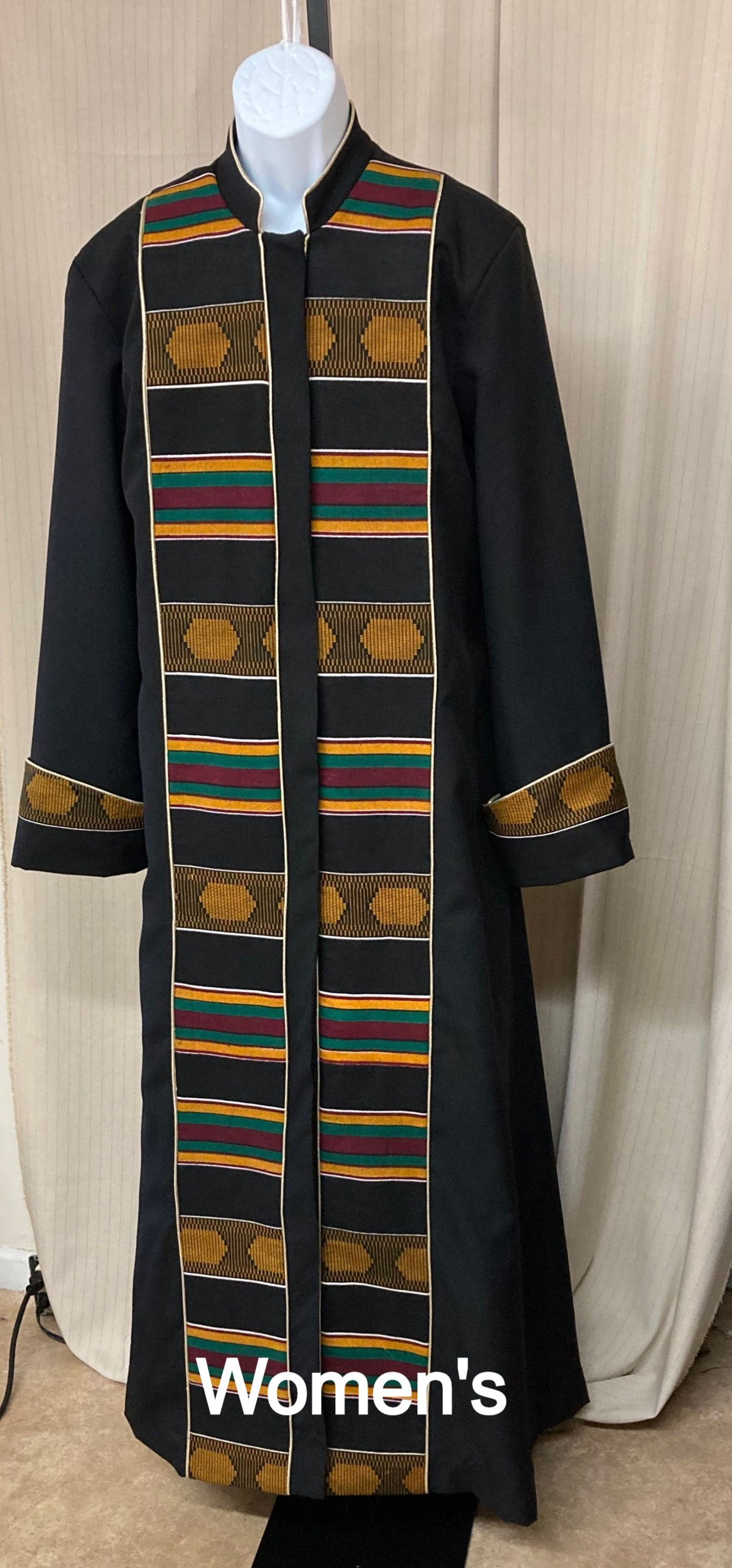 Womans Cassock with African Print Front Panels