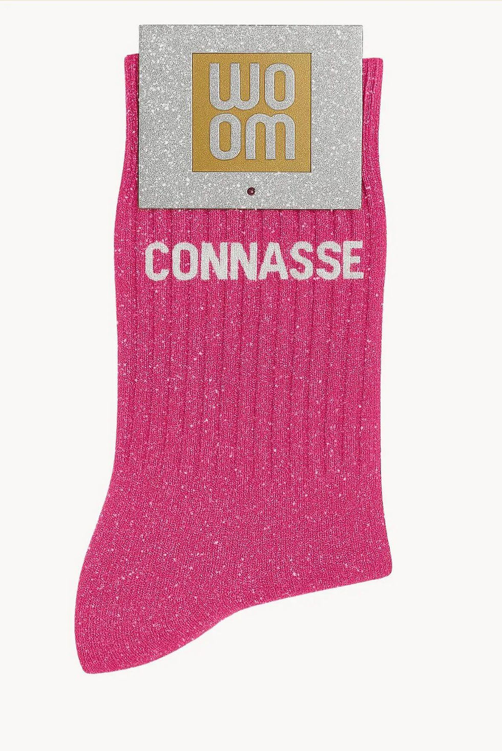 Chaussettes à Paillettes à Message "Connasse" Rose Fuschia