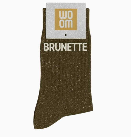 Chaussettes à Paillettes à Message "Brunette"