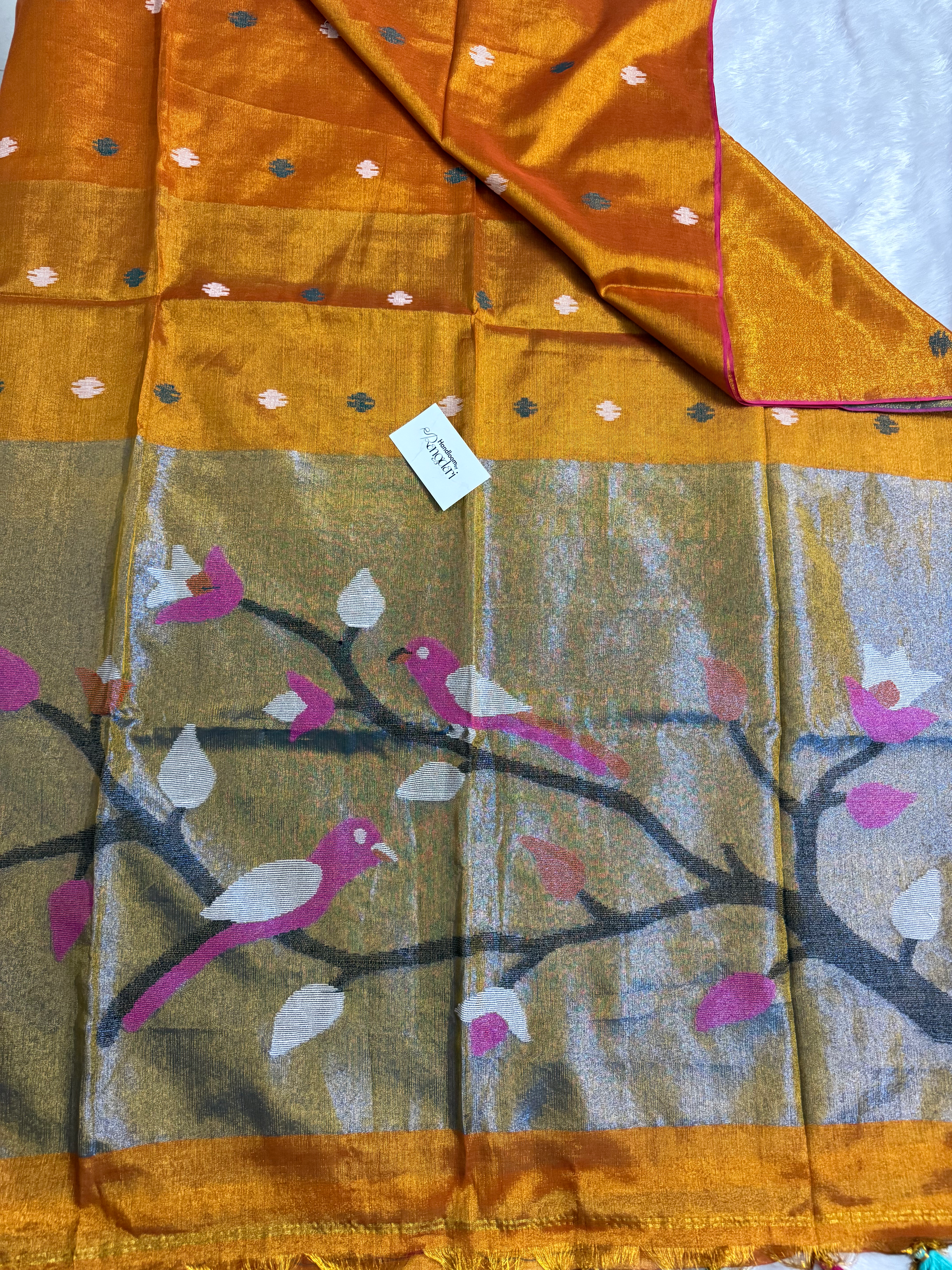 Contemporary Paithani | Orange