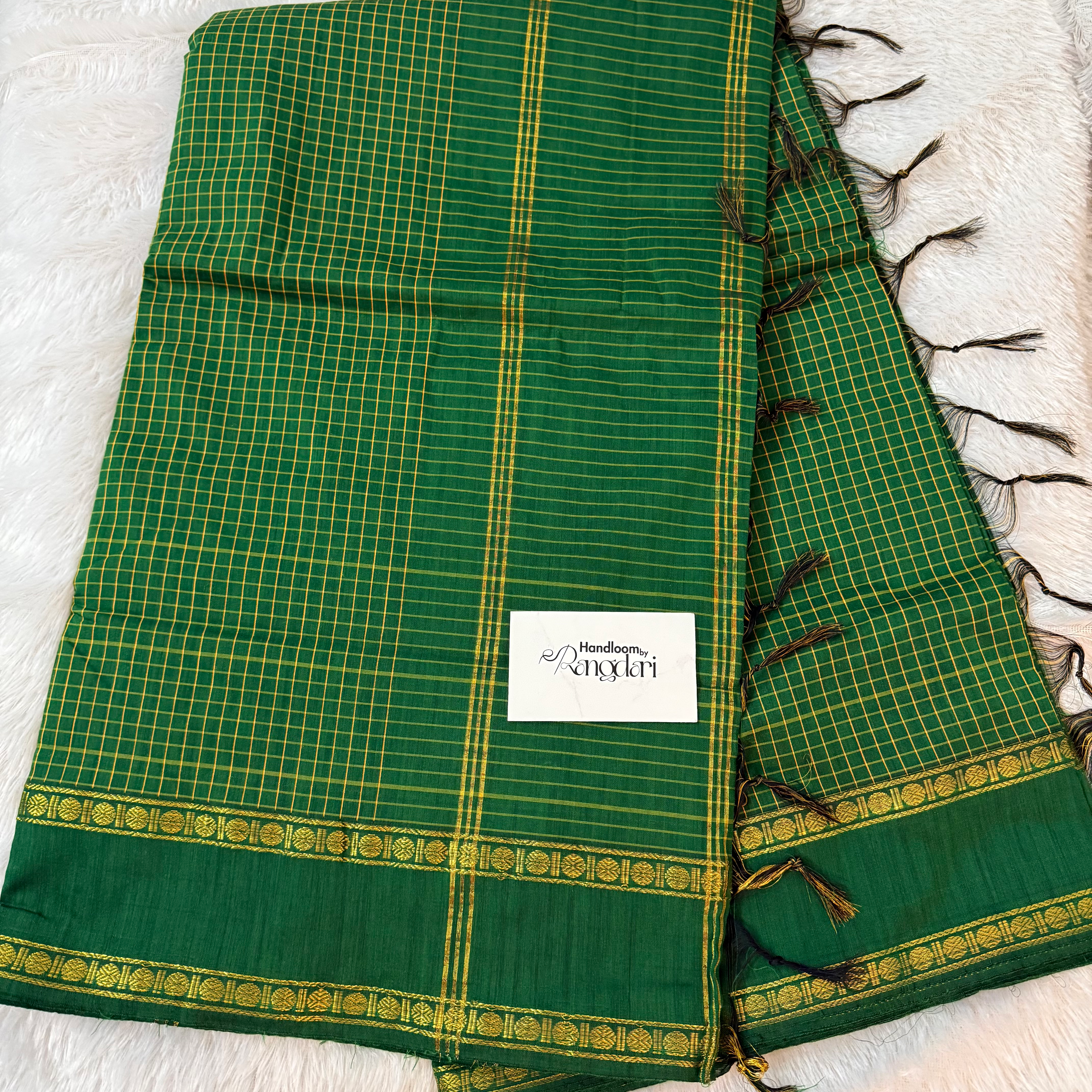 Sada Bahar- Handloom Chettinad Cotton Saree | Leaf Green