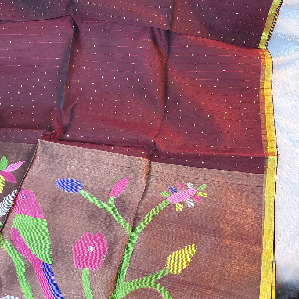 Thumbnail: Muslin Jamdhani Maroon Paithani