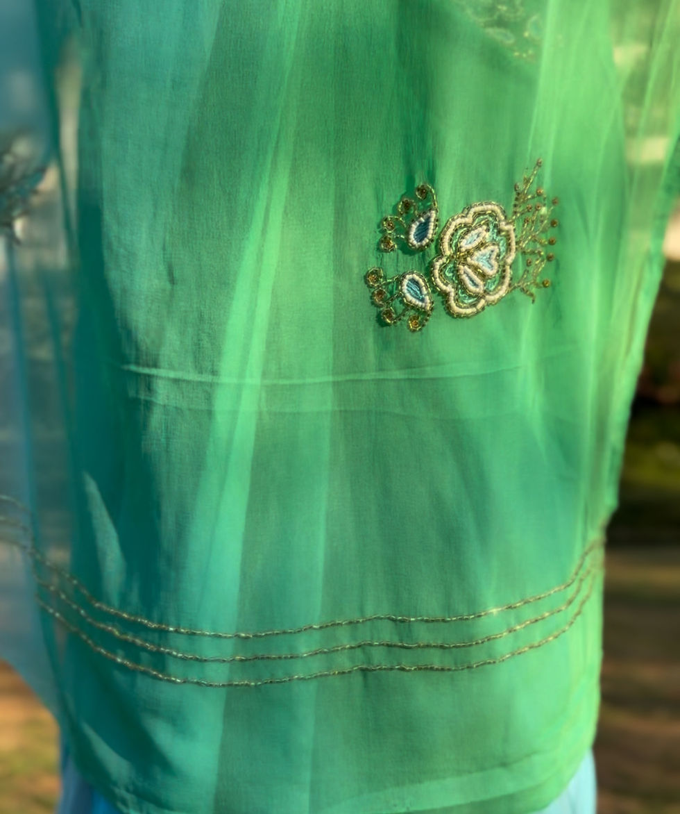 Thumbnail: Asmaan | Chiffon blue & green saree