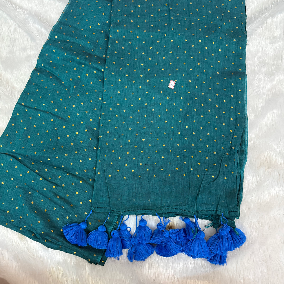 Thumbnail: Rohini Mul Cotton Saree | Teal Green