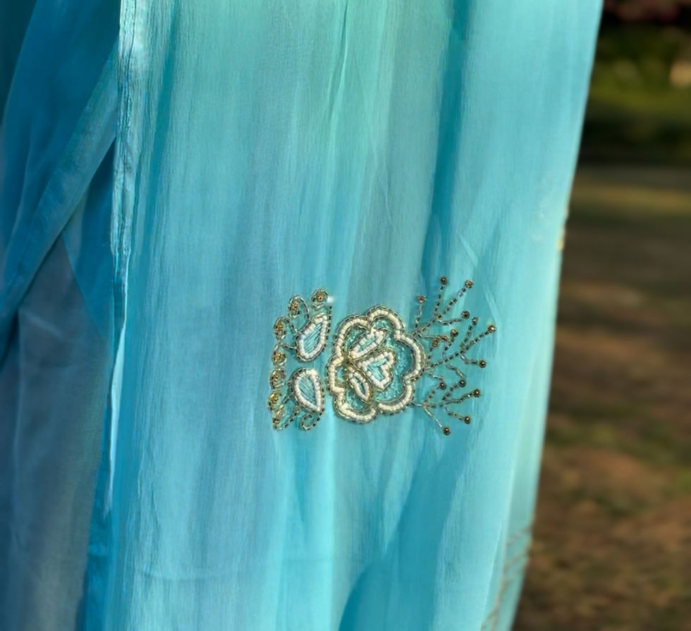 Thumbnail: Asmaan | Chiffon blue & green saree