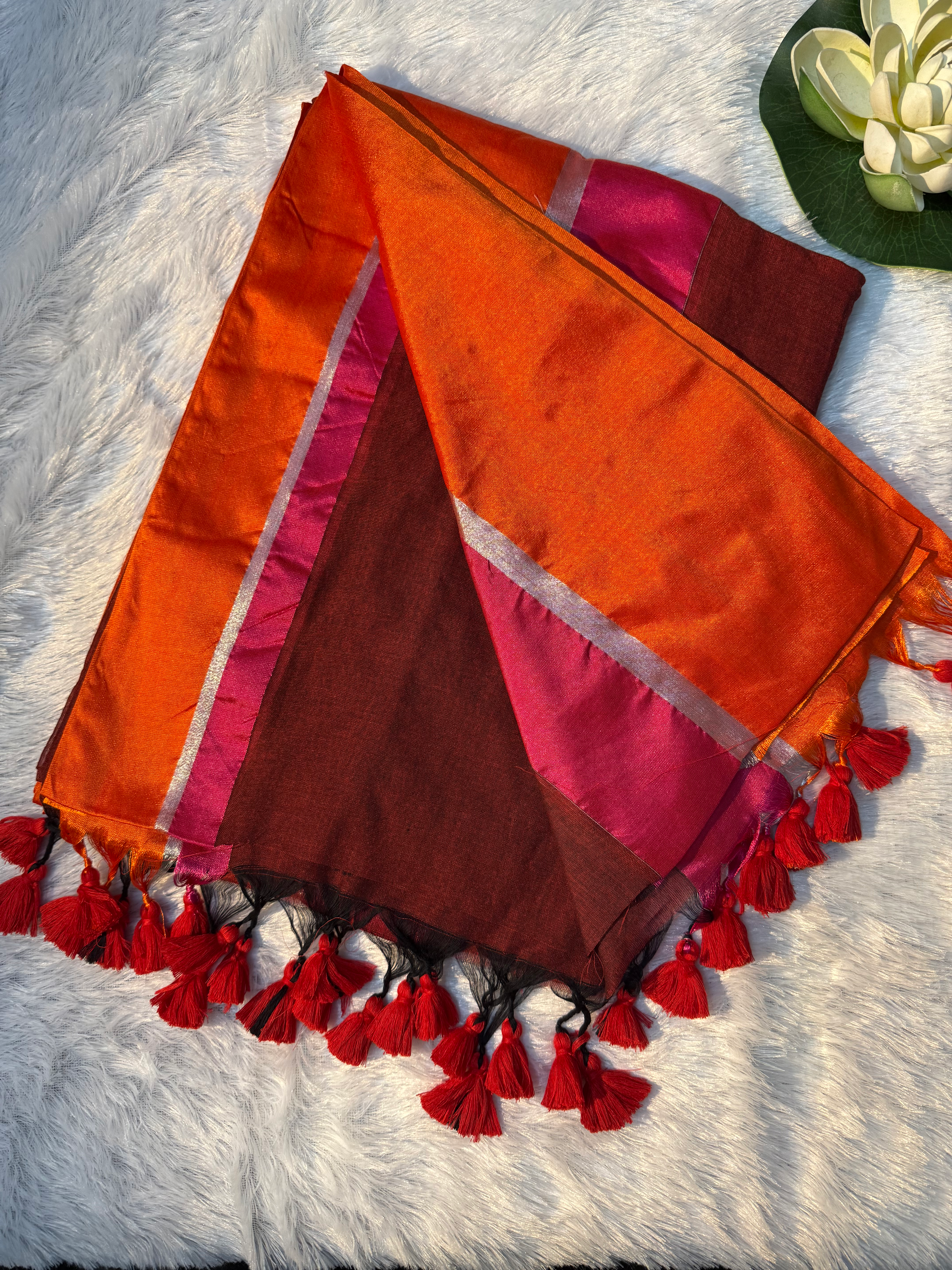 Sahej- Mul Cotton Saree | Maroon