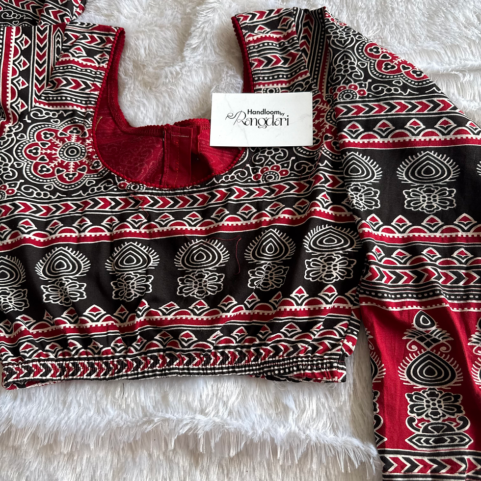 Thumbnail: Red | Stretchable Cotton | Full Sleeves Blouse