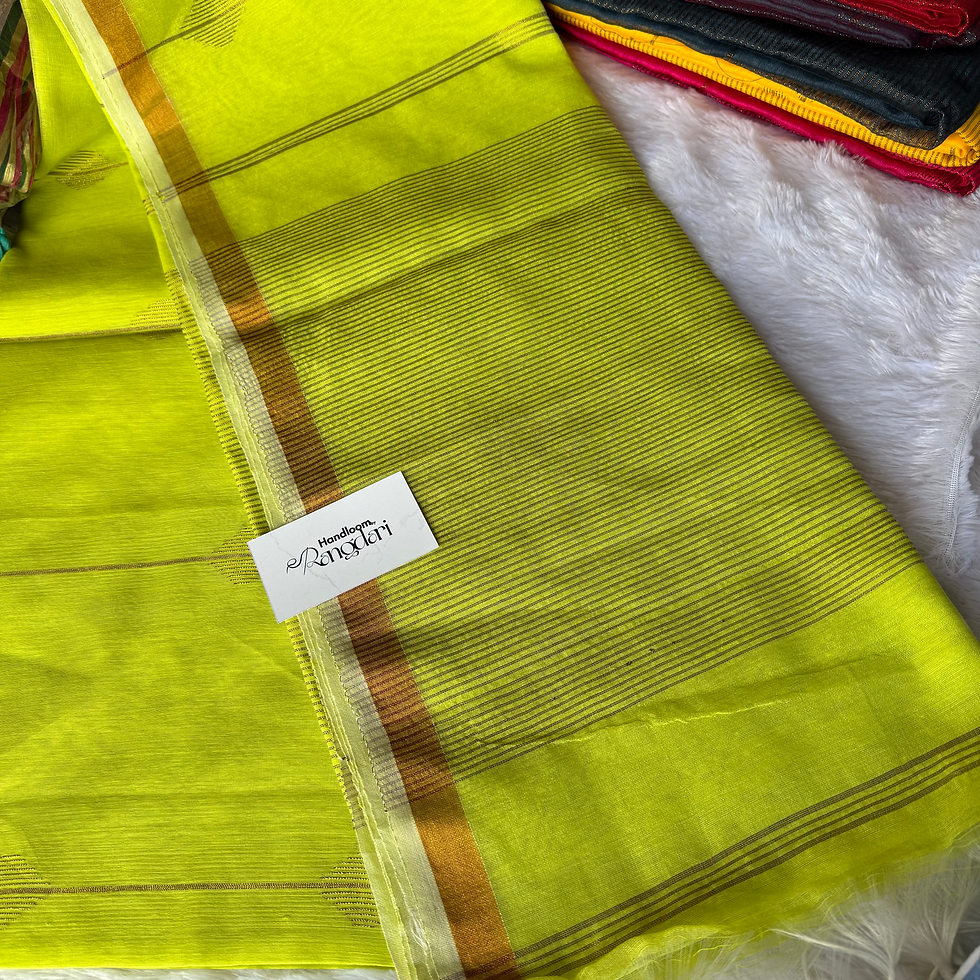 Thumbnail: cotton silk neon green saree