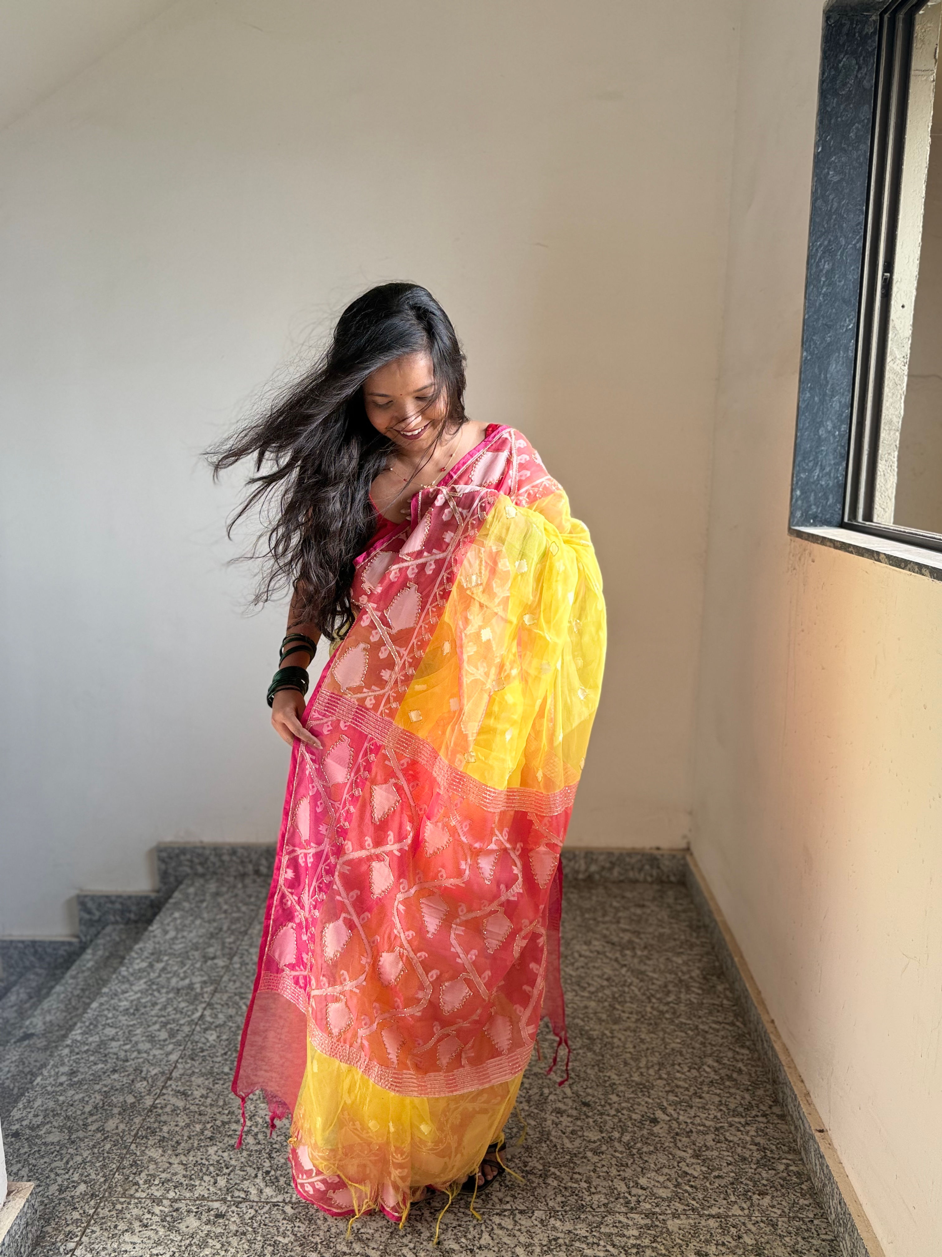 Muslin Jamdhani with Cutdana handwork
