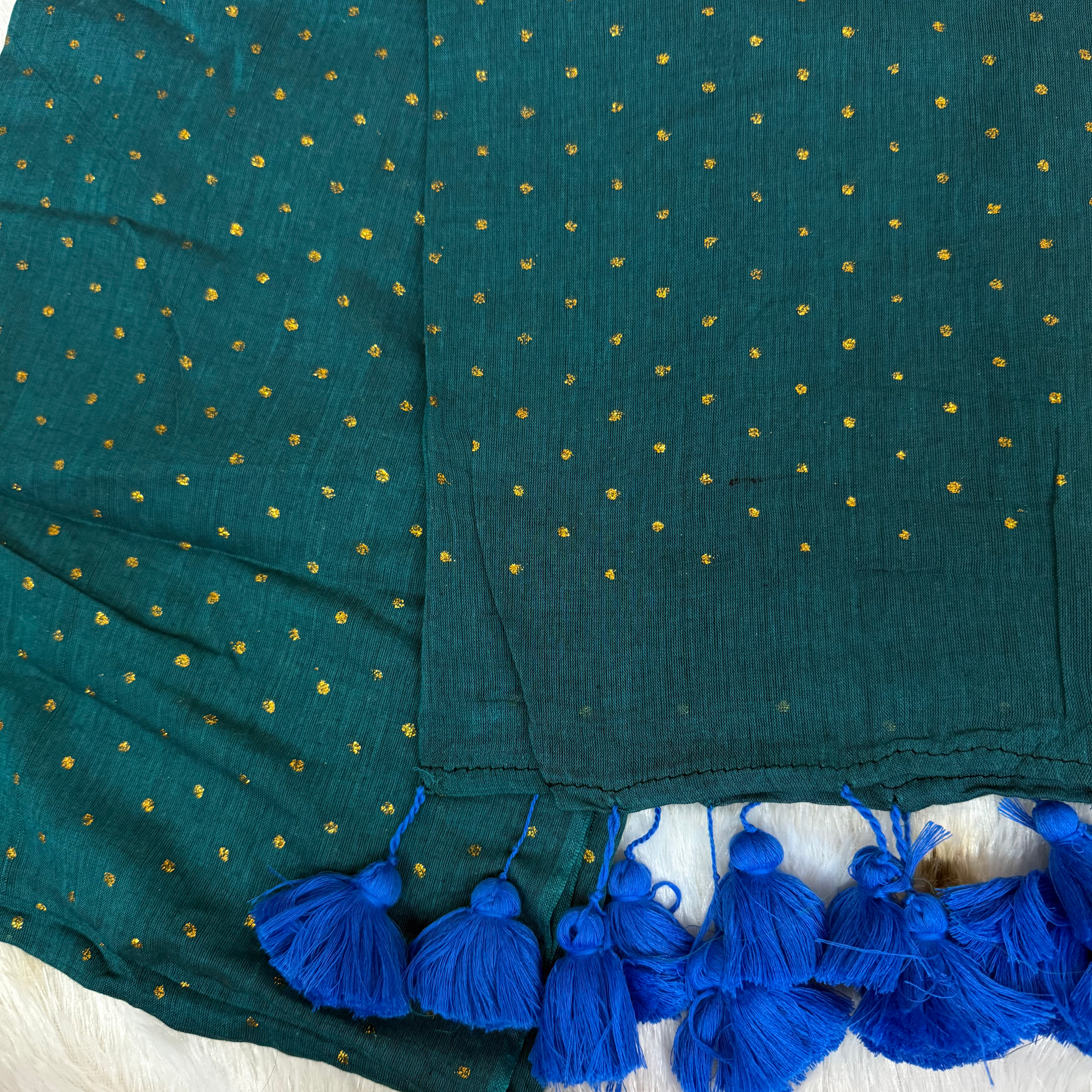 Rohini Mul Cotton Saree | Teal Green