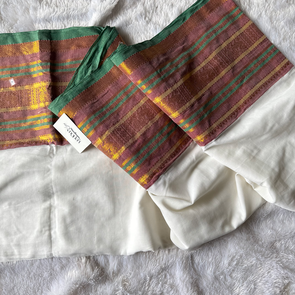 Thumbnail: Onam Special- White saree with mauve border