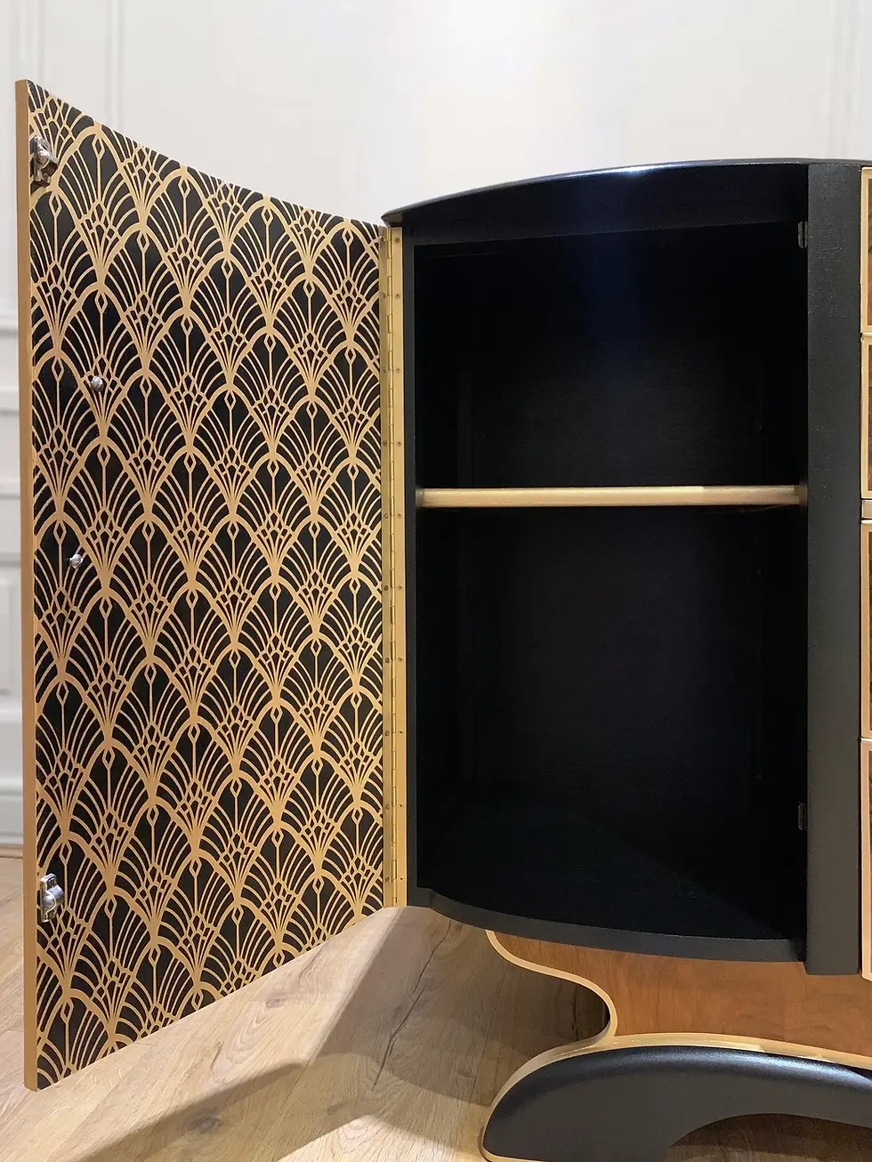 Thumbnail: Luxury Art Deco Sideboard, Palmer House Hotel Tiffany Peacocks